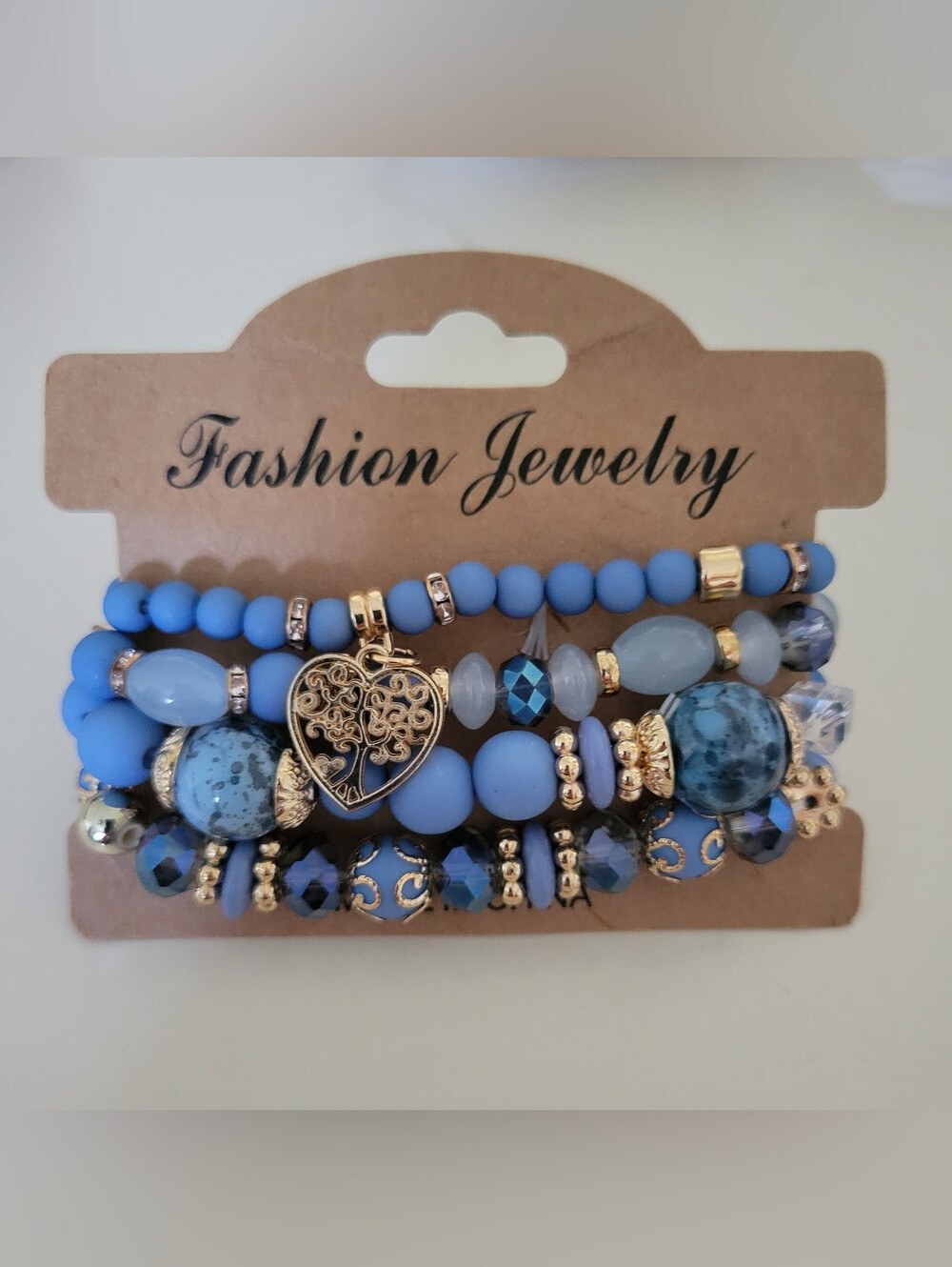 4 Strand Beaded Bracelet Tree Of Life Choose One Turquoise Peach or Blue - Picture 5 of 5